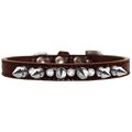 Mirage Pet Products Silver Spike & Clear Jewel Croc Dog CollarChocolate Size 10 720-17 CHC10